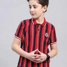 Monte Carlo Boys Striped Polo Collar T-shirt image 1