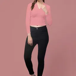 Maheshvi Ribbed Shirt Collar Long Sleeves Top image 2