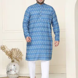 SOJANYA PLUS Men Ethnic Motifs Printed Regular Pure Cotton Kurta with Pyjamas-picture-9