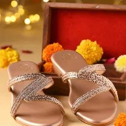 Rocia Women Hand Embroidered Zig-Zag Open Toe Flats-picture-18