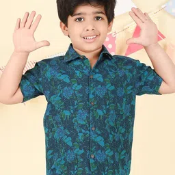 Fabindia Boys Floral Printed Spread Collar Cotton Casual Shirt-picture-40