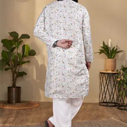 KURTA WALLAH Men Geometric Printed Thread Work Floral Kurta image 4