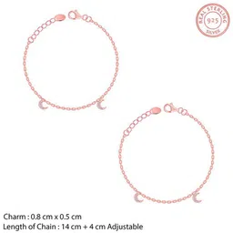 GIVA Kids Set Of 2 925 Sterling Silver Rose Gold-Plated Crescent Anklets image 3