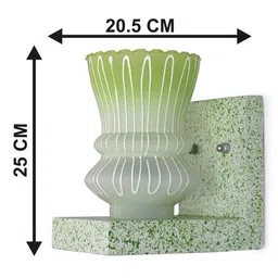 1ST TIME Green & Green Textured Wood Contemporary Abstract Shaped Shaped Wall Lamp image 2