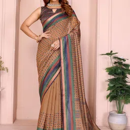 HERE&NOW Ethnic Motifs Zari Handloom Chanderi Saree-picture-11