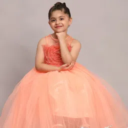 Toy Balloon kids Girls Embellished Net Fit & Flare Maxi Dress-image-71