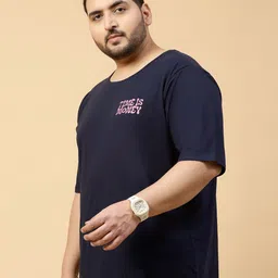 Rigo Men Plus Size Typography Printed Round Neck Cotton Oversized T-shirt image 5