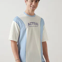 Crazymonk Colourblocked Drop-Shoulder Sleeves Cotton Oversized T-shirt image 2