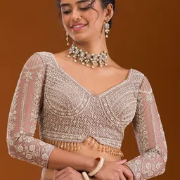 Koskii Embroidered Beads and Stones Net Ready to Wear Lehenga & Blouse With Dupatta-image-26