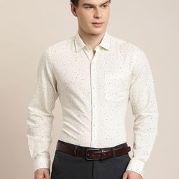 Turtle Classic Slim Fit Micro Ditsy Printed Cotton Linen Formal Opaque Shirt-picture-29