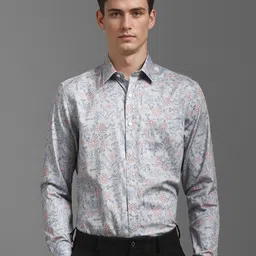 Louis Philippe Men Classic Spread Collar Floral Printed Cotton Formal Shirt-image-91