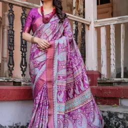 all about you Woven Design Zari Pure Cotton Saree image 3