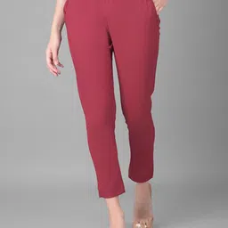 Comfort Lady Women Pack Of 2 Solid Cotton Mid-Rise Regular Fit Trousers image 2