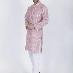 JASHNA Men Pink Kurtas image 2