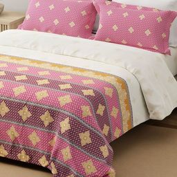 Layers Forever Pink Ethnic Motifs Pure Cotton 120 TC Double King Bedsheet Set-2.74mx2.74m-picture-14
