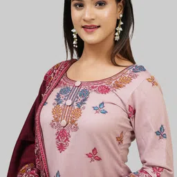 Tones-N-Shades Floral Woven Design Velvet Unstitched Dress Material image 4