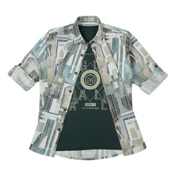 CAVIO Boys Pack Of 2 Comfort Spread Collar Abstract Printed Cotton Casual Shirts-picture-45