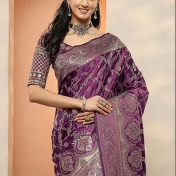 Libas Ethnic Motifs Zari Silk Blend Heavy Work Saree image 3