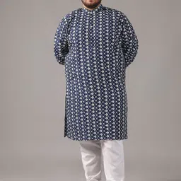 SOJANYA PLUS Size Floral Embroidered Thread Work Band Collar Straight Kurta-picture-27