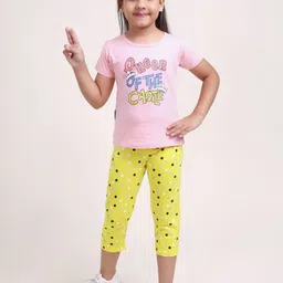 Colourspop Girls Printed Pure Cotton Top With Capris-picture-50