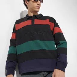 The Roadster Life Co. Colourblocked Shirt Collar Knitted Sweatshirt-picture-16