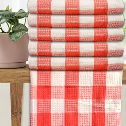 Athom Living Red & White 5 Printed Cotton 210 GSM Bath Towel-image-98