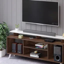 bluewud Skiddo Lite Wenge-Brown & White Rectangular TV Entertainment Unit With Cabinets-picture-49