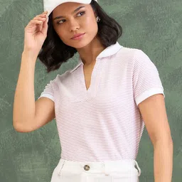 Iconic Striped Polo Collar Pure Cotton T-shirt-picture-23