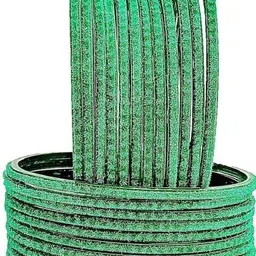 Only Offers Set Of 10 Green Glass Artificial Stones & Beads Bangle-picture-36