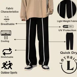 lothric Men Self Design Black Track Pants image 3