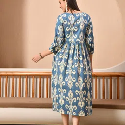 DECKEDUP Women Printed Empire Midi Ethnic Dresses image 4