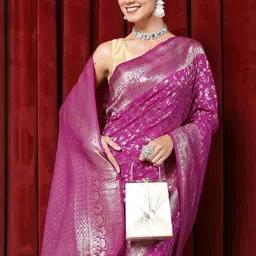 Meena Bazaar Woven Design Zari Saree With Blouse-picture-40