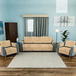 Aura Beige 16 Pieces Cotton Sofa Cover With Arms-image-40