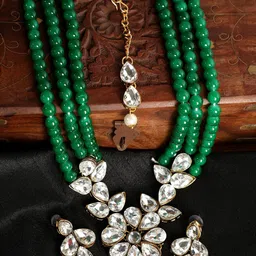 Anouk Gold-Plated Stone Studded & Beads Jewellery Set image 1