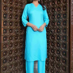 SAK JAIPUR Women Solid Kurta with Palazzo-image-36