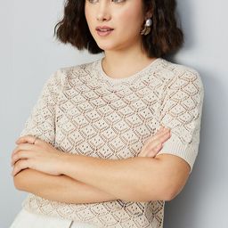 max Women Round Neck Short Sleeves Schiffli Top-picture-24