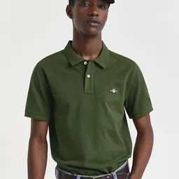 GANT Men Solid Polo Collar Pure Cotton T-shirt-picture-51