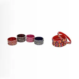SOMIL Set Of 20 Artificial Stones Studded Glass Bangles-picture-40