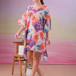 label aarna LABEL AARNAWomen Floral Print Kimono Sleeve Kaftan Dress image 4