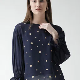 KASSUALLY Women Polka Dot Printed Bell Sleeves Top-image-73