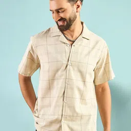 The Roadster Lifestyle Co. Men Cuban Collar Tartan Checked Cotton Casual Shirt-picture-36