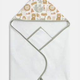 Chicco Kids White & Green Printed Pure Cotton 380 GSM Bath Towel image 5