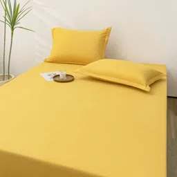 JC HOME Yellow 140 TC Queen Bedsheet Set 2 m x 1.5 m image 4