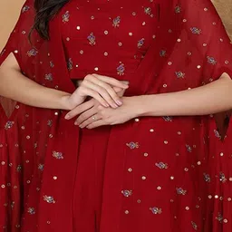 MILU MADAN Embroidered Shoulder Straps Crop Top With Palazzos & Shrug image 5