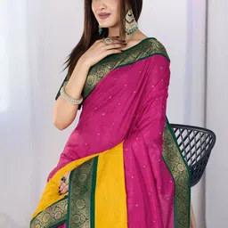Rekha Maniyar Striped Woven Design Zari Saree-image-15