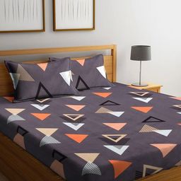 THE little BIG STORE Grey & White Geometric 260 TC King Bedsheet with 2 Pillow Covers-picture-45