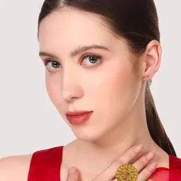 JYONA Gold-Plated Artificial Stones & Pearls Studded Adjustable Finger Ring image 5