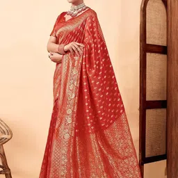 Parampara Ethnic Pure Silk Embroderid Saree With Beautiful Blouse image 2