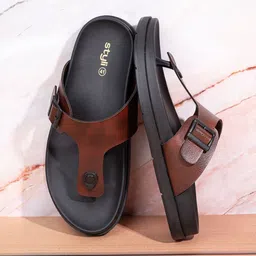 Styli Men Faux Leather Open Toe Sandals With Buckle Detail-picture-19