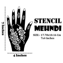 VOORKOMS Set Of 3 Mehndi Stencil Sticker Designs With Detailed Floral & Leaf image 3